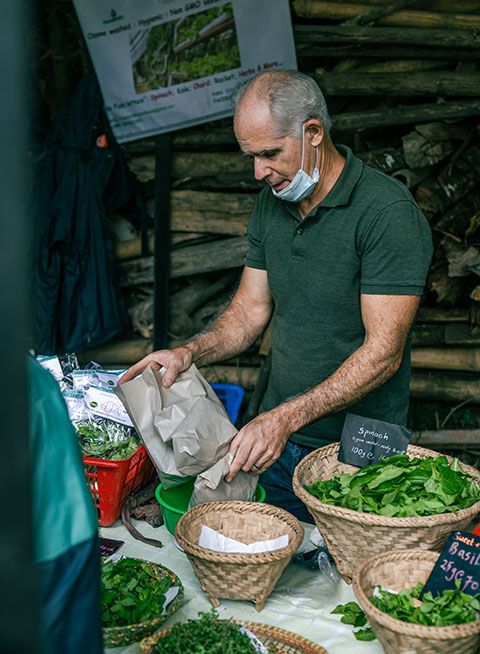 Locally produced food at Farmer's market - Le Sherpa Restaurant